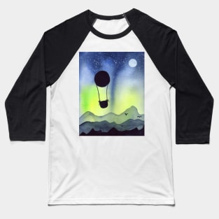 Northern Lights with Balloon and Mountains Baseball T-Shirt